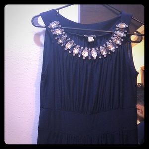 A long dress up,navy blue maxi dress.